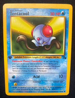 Pokemon TCG Tentacool Fossil 1st Edition Common 56/62 (LP) - Image 1