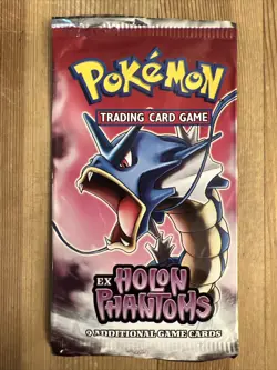 Pokemon EX Holon Phantoms Empty Booster Pack Wrapper Gyarados Art - Image 1