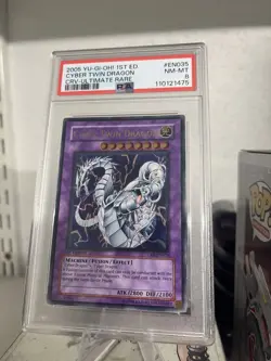 Yu Gi Oh Cyber Twin Dragon First Edition ULTIMATE RARE PSA 8 CRV-EN035 - Image 1