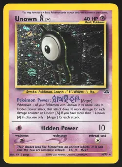 Unown A - 14/75 - Holo Rare - Neo Discovery - Pokemon Card - DMG - Image 1