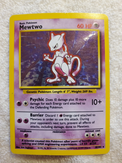 Mewtwo 10/102 Rare Holo Base Set English Pokemon TCG Vtg MP - Image 1