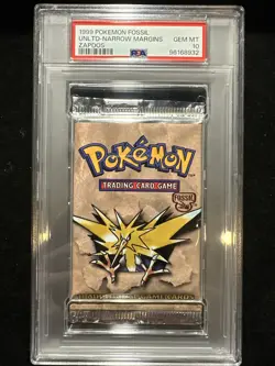 1999 Pokemon Fossil Sealed Booster Pack Zapdos Art PSA 10 - Pop 5! - Image 1