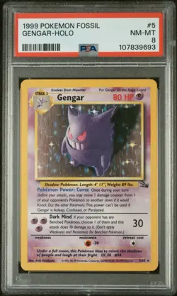 Gengar #5/62 PSA 8 - 1999 Pokemon Fossil Unlimited Holo - Image 1