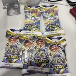 SEALED Pokemon TCG Brilliant Stars Sleeved Booster Packs Lot of 6 - Image 1