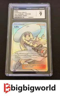 CGC 9 MINT Lillie 2017 Sun & Moon 147/149 Ultra Rare Holo Pokemon Card - Image 1
