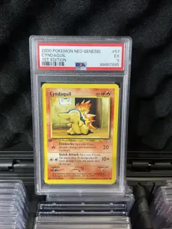 Low POP Pokemon Neo Genesis 1st Edition Cyndaquil Card 56/111 2000 WOTC EX PSA 5 - Image 1