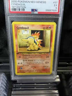 Low POP Pokemon Neo Genesis 1st Edition Cyndaquil Card 56/111 2000 WOTC EX PSA 5 - Image 2