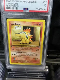 Low POP Pokemon Neo Genesis 1st Edition Cyndaquil Card 56/111 2000 WOTC EX PSA 5 - Image 3