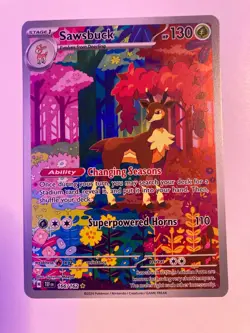 Pokemon TCG Sawsbuck Card 166/162 Temporal Forces Special Illustration Rare - Image 1