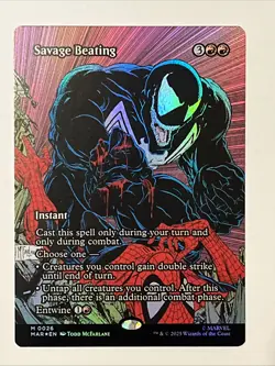MTG Savage Beating (Borderless FOIL) - Marvel Eternal-Legal (MAR) #0026 - Image 1