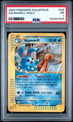 PSA 1 PR POOR 2003 Pokemon TCG Azumarill Aquapolis H4/H32 Holo Rare POP 8 - Image 1