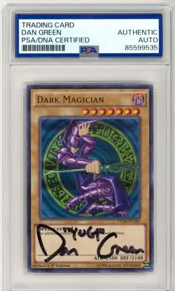 PSA Signed Dan Green Yu-Gi-Oh! Dark Magician DUSA-EN100 Duelist Saga 1st Edition - Image 1