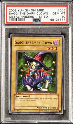 2002 YU-GI-OH! MRD-METAL RAIDERS 1ST ED #066 SAGGI THE DARK CLOWN PSA 10 - Image 1
