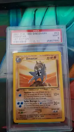 Pokemon Cards: 1st Edition Neo Discovery Uncommon: Omastar 43/75: PSA 9 - Image 1