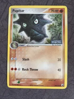 Pupitar 70/115 EX Unseen Forces 2005 Reverse Holo Pokemon Card TCG - Image 1