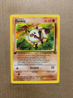 1st Edition Mankey 55/64 Jungle Set - Common Pokemon Card - NM/Mint - Image 1