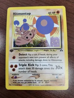 Pokemon Card - 1st Edition Hitmontop Neo Discovery 3/75 Holo Rare - Image 1