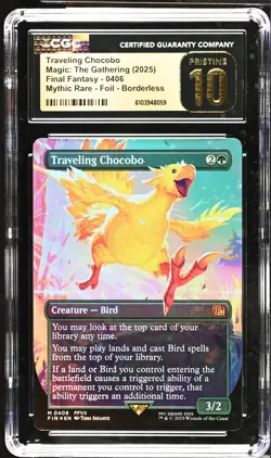 TRAVELING CHOCOBO Final Fantasy Borderless Foil Mythic CGC Pristine 10 MTG - Image 1
