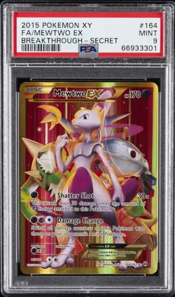 2015 POKEMON XY BREAKTHROUGH SECRET #164 FULL ART/MEWTWO EX PSA 9 - Image 1