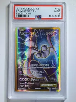 2016 Pokemon Mewtwo EX 102/108 Holo Full Art XY Evolutions - PSA 9 - Image 1