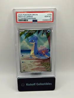 Pokemon 2025 Mistys Lapras 194 Illustration Rare Destined Rivals GEM MINT PSA 10 - Image 1