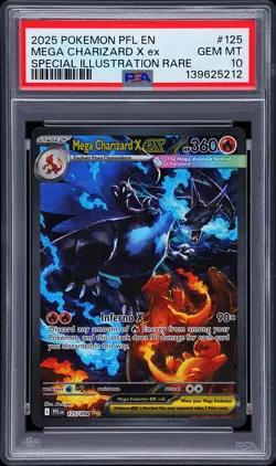 2025 POKEMON PFL EN-PHANTASMAL FLAMES #125 MEGA CHARIZARD X EX PSA 10 - Image 1
