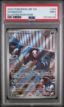 2023 Pokemon TCG Obsidian Flames - Houndour IR - #204 - PSA 9 - Image 1