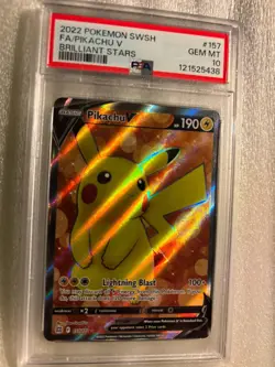 PSA 10 2022 Pokemon SWSH #157 FA/PIKACHU V Brilliant Stars - Image 1