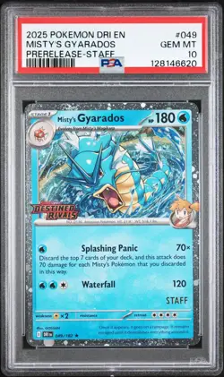 Pokemon Misty's Gyarados Destined Rivals STAFF Promo 049 GEM MINT PSA 10 - Image 1