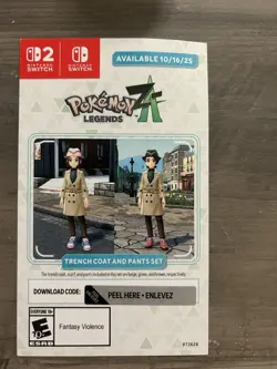 Pokemon Legends ZA- TRENCH COAT And PANTS Card With Unused Code - PROMO Nintendo - Image 1