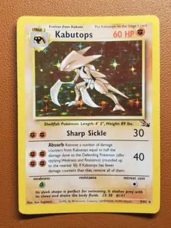 Kabutops 9/62 Fossil Holo Rare Pokemon TCG Card WoTC Unlimited LP - Image 1