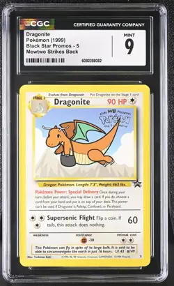 CGC 9 MINT Dragonite 1999 Black Star Promos 5 WB Movie Pokemon Card - Image 1