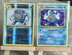 Pokemon TCG Poliwhirl 024/108 + Poliwrath 025/108 Evolutions Holo Rare Card Set - Image 1