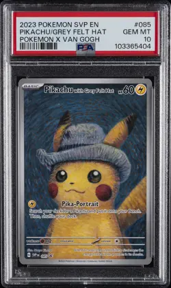 2023 POKEMON SVP EN-SV BLACK STAR PROMO #085 PIKACHU WITH GREY FELT HAT PSA 10 - Image 1