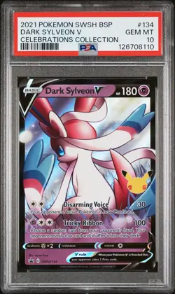 2021 Pokemon Swsh Black Star Promo #134 Dark Sylveon V PSA10 - Image 1