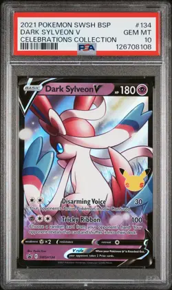 2021 Pokemon Swsh Black Star Promo #134 Dark Sylveon V PSA10 - Image 1