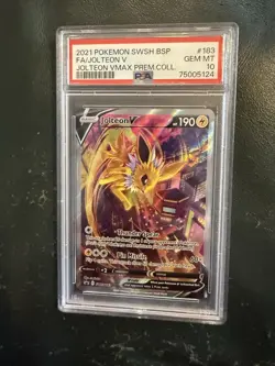 Pokemon Jolteon V VMAX Premium Coll. Full Alt Art Promo SWSH183 PSA 10 Gem Mint - Image 1