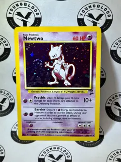 Mewtwo 10/130 Base Set 2 Holo Rare Pokemon WOTC VINTAGE LP-MP GALAXY SWIRL - Image 1