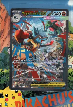 Pokemon TCG Mega Lucario ex 179/132 Me01: Mega Evolution Holo NM/M - Image 1