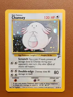 Chansey 3/130 Pokemon TCG Base Set 2 Unlimited Holo Rare LP - Image 1