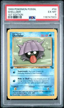 1999 POKEMON FOSSIL 54 SHELLDER 1ST EDITION PSA 6 EXCELLENT-MINT - Image 1