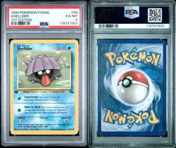 1999 POKEMON FOSSIL 54 SHELLDER 1ST EDITION PSA 6 EXCELLENT-MINT - Image 3