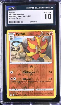 Pyroar Pokemon 2021 Evolving Skies 023/203 Reverse Holo CGC 10 - Image 1