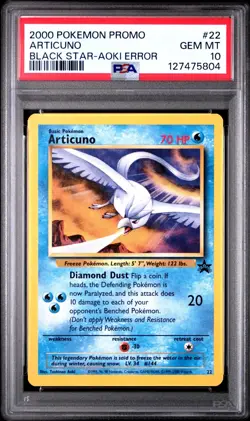 PSA 10 GEM MINT Articuno AOKI ERROR 22 Pokemon WOTC Black Star Promo - Image 1
