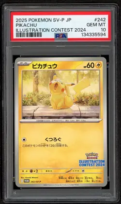 2025 POKEMON JPN SV-P PROMO ILLUSTRATION CONTEST 2024 #242 PIKACHU PSA 10 GEM - Image 1