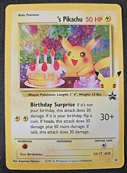 Birthday Pikachu Holo 24 Celebrations Classic Collection Pokemon 2021 NM - Image 1