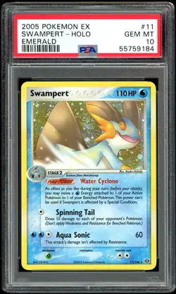 Pokemon Swampert (Swirl) Ex Emerald Holo Rare Card #11 - PSA 10 GEM MT - Image 1