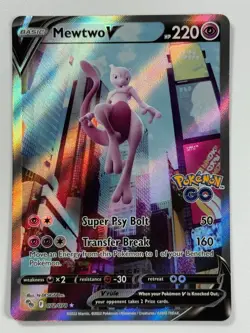 Pokemon Cards Mewtwo V 072/078 Pokemon Go Full Art Holo Rare *2 - Image 1