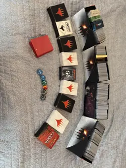 Magic The Gathering Collection - Lands, Rares, Commons, Decks, Dice, And Sleeves - Image 1