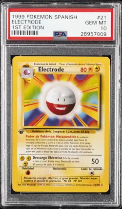 1999 POKEMON SPANISH 1ST ED #21 ELECTRODE PSA 10 - Image 1